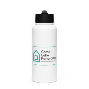 Stainless steel water bottle with a straw lid - Como Lake Panorama LOGO - Image 3